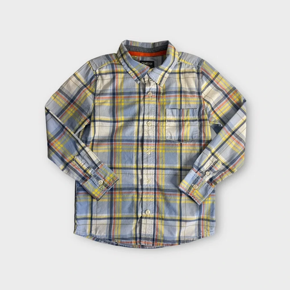 OshKosh B’gosh Yellow & Blue Plaid Button Up Shirt